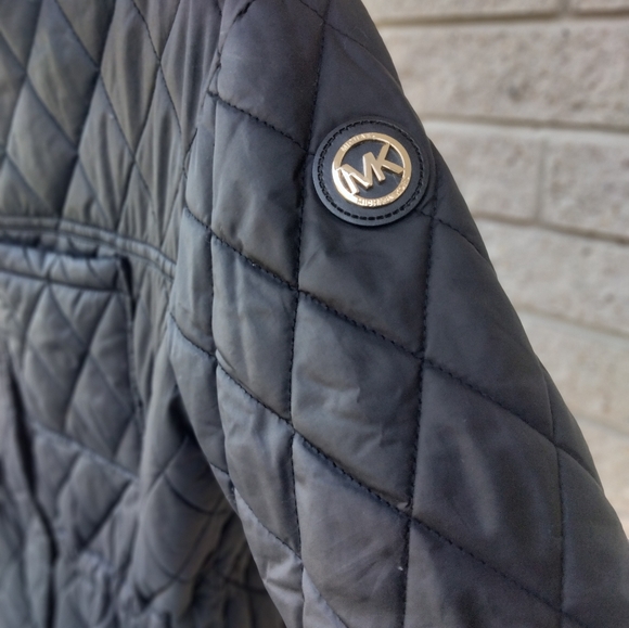 Michael Kors Long Black Diamond Quilted Puffer Coat - Picture 2 of 11